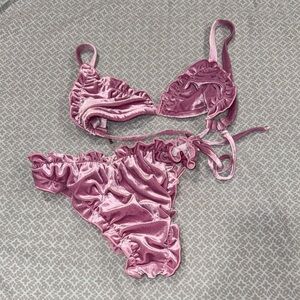 Pink Velvet Women's Intimate Set